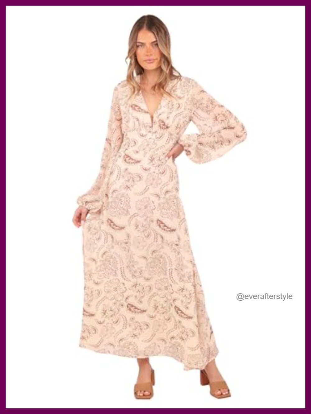 Petal & Pup Riba Midi Dress V-Neck Long Sleeve Tailored